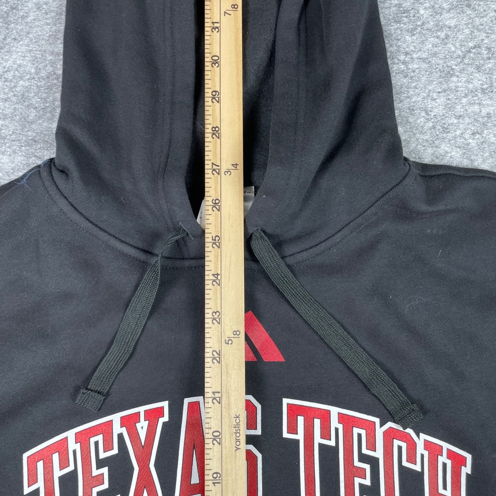 Texas Tech Hoodie Mens Medium Black Adidas Red Raiders Pullover Sweatshirt - Picture 6 of 12